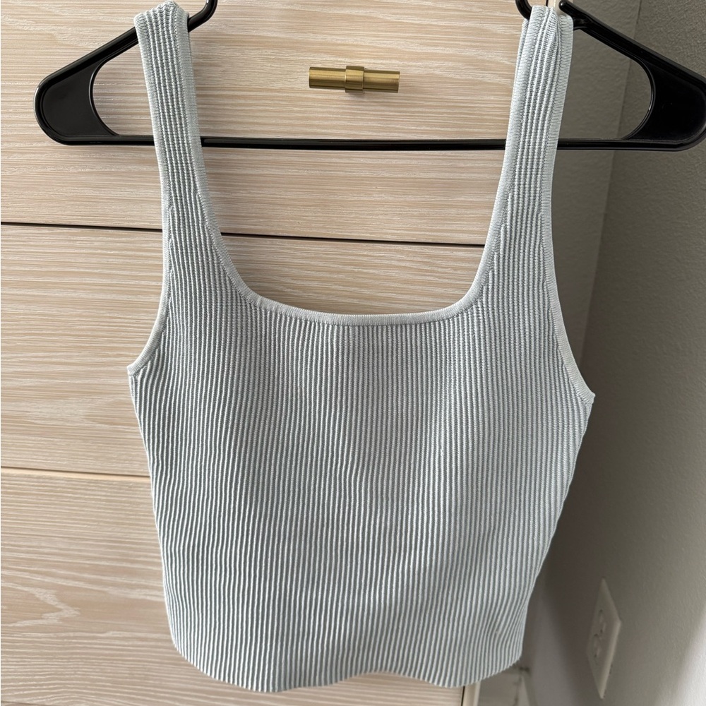 Aritzia Babaton Contour Ribbed Tank Top - light blue